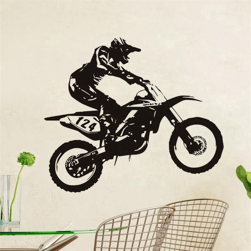 Stiker Dinding Decal Desain Motorcross Motorcross Bahan Vinyl