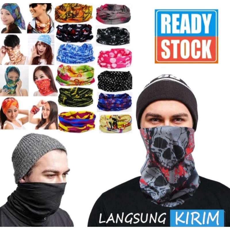 masker Buff multifungsi Tampa jahitan pria dan wanita / masker Buff setengah wajah / bahan katun spandek lembut halus dan berkualitas terjamin bagus