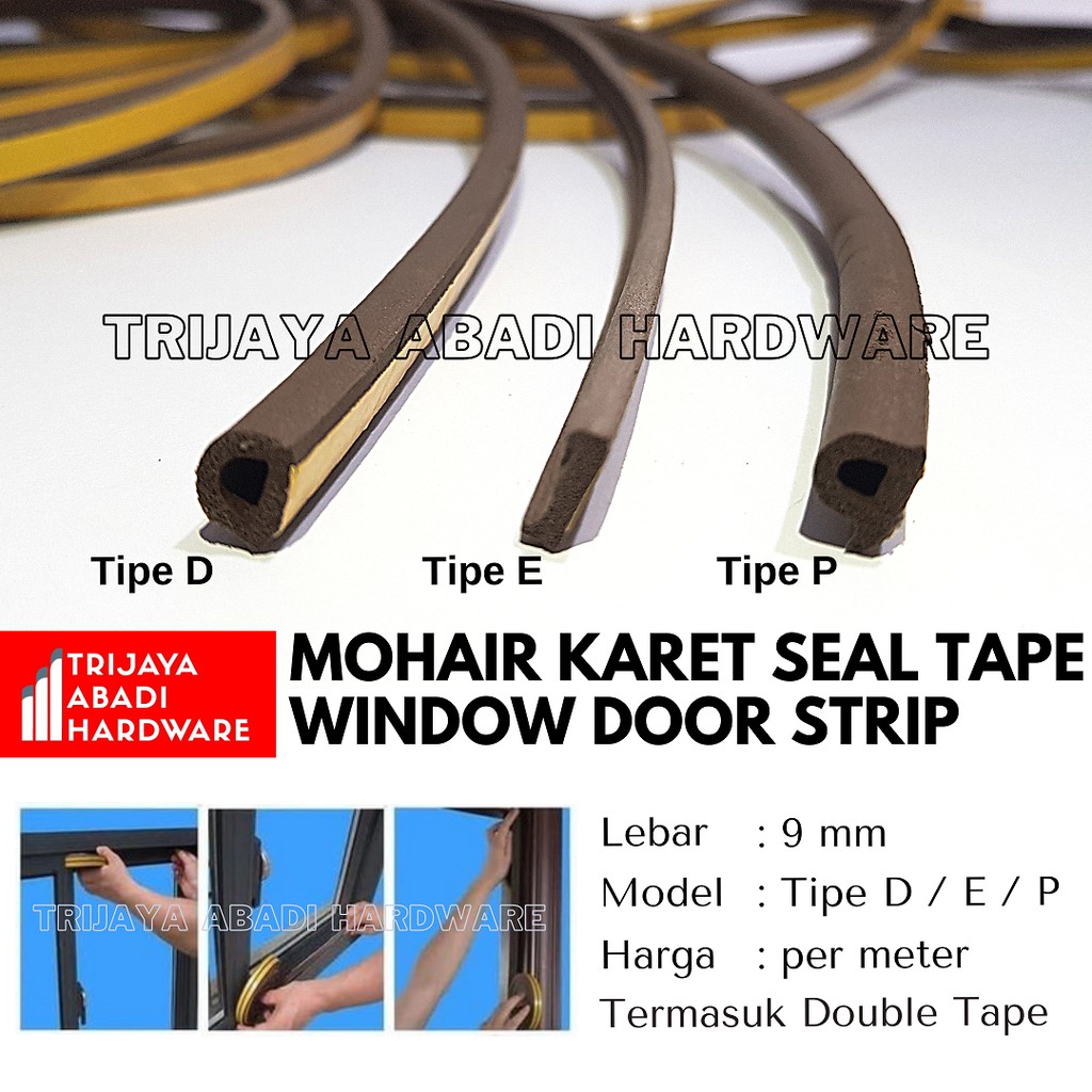 Moher Mohair Karet Seal Double Tape Penutup Celah Pintu Jendela
