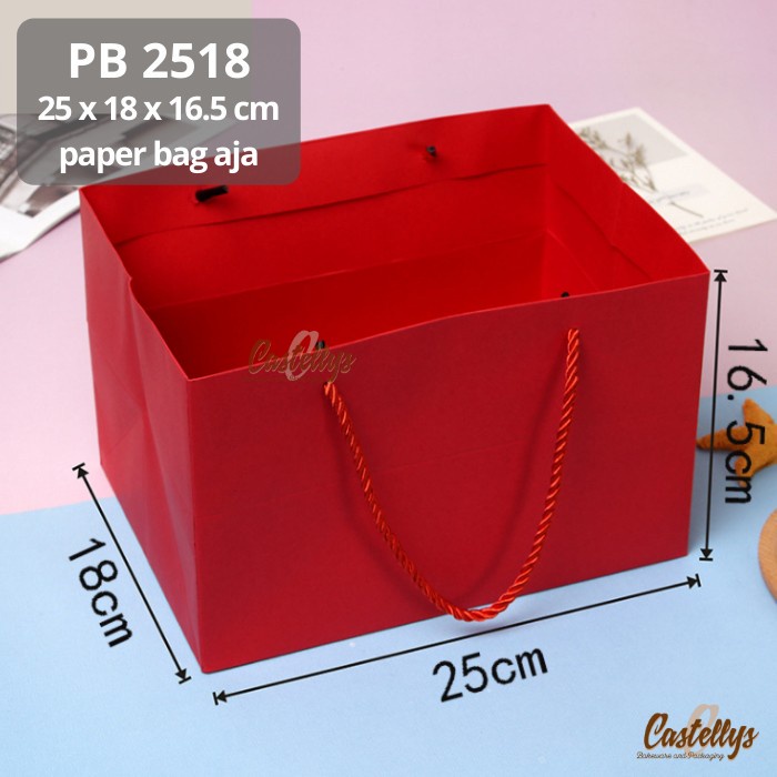 

PB2518 5pcs Paper Bag Hampers Kue Mooncake Merah Polos Besar Packaging Kotak Kue Hampers