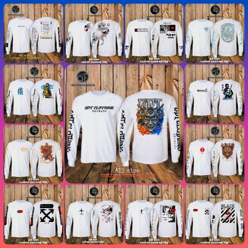 Anzafawzia Kaos Distro Lengan panjang COD//BAJU PANJANG PRIA WARNA PUTIH//Grosir Kaos Distro Pria Da