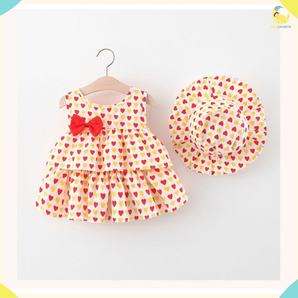 BABYLOVANTA - dress bayi Motif EMILY FREE TOPI /  gaun bayi 0-2 tahun / baju anak perempuan baju baby KUALITAS IMPORT