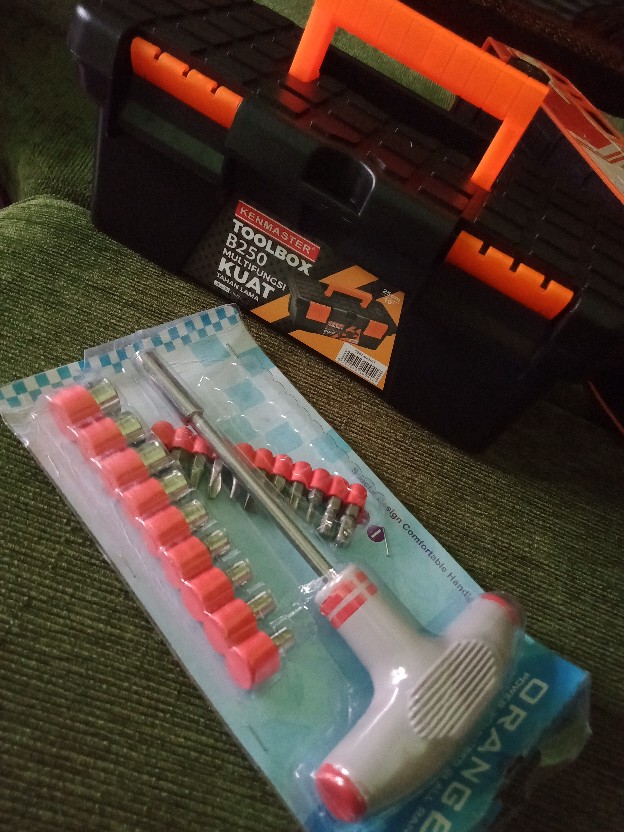 Orange Obeng Set 21 Pcs T Handle Tool Kit Mata Obeng Kunci Sok 4005-21