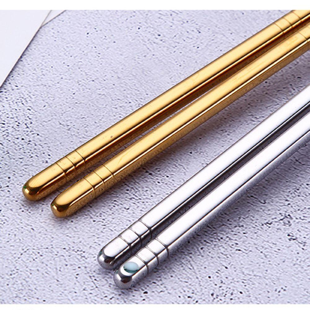 Nanas 1pasang Sumpit China Warna-Warni chopstick Reusable Dishware Food Grade Alat Masak Stainless Steel