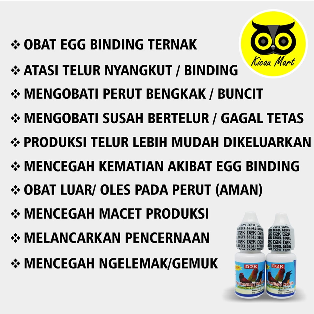 OBAT BURUNG EGG BENDING BINDING NGGAJIH D2K TERNAK TELUR NYANGKUT GAGAL TETAS PERUT BERLEMAK EGBND2