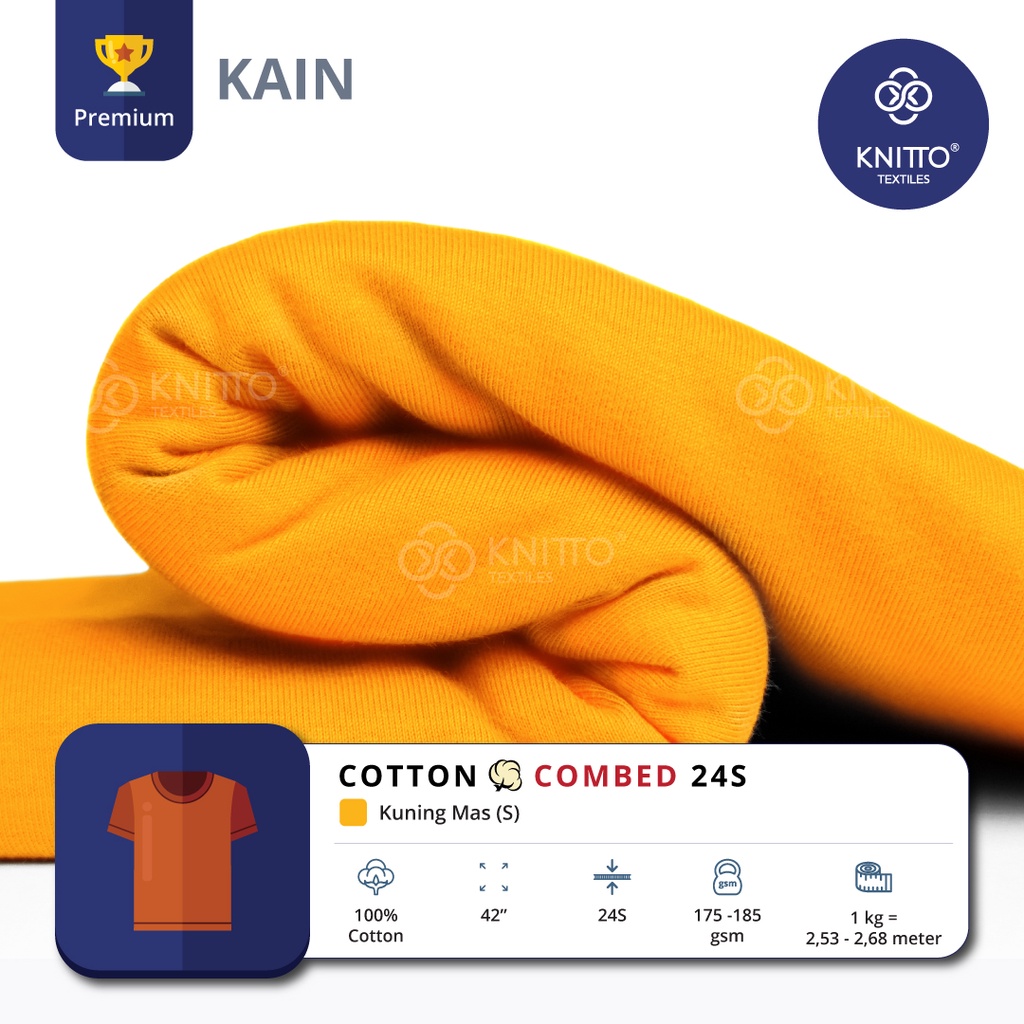 KAIN KAOS COTTON COMBED 24S KUNING MAS ( BAHAN KAOS ) - KNITTO