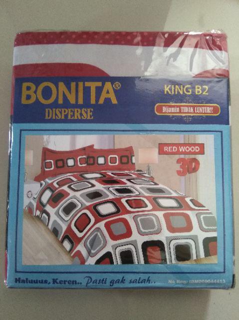 Sprei Bonita King 180 Cm X 200 Cm Corak Red Wood