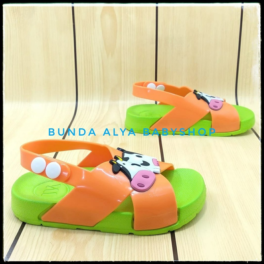 Sandal Anak Laki Laki 6 Bulan 1 2 Tahun HIJAU COW  Karet Lentur - Sendal Anak Karet Anti Licin Tali Silang Size 18 - 23