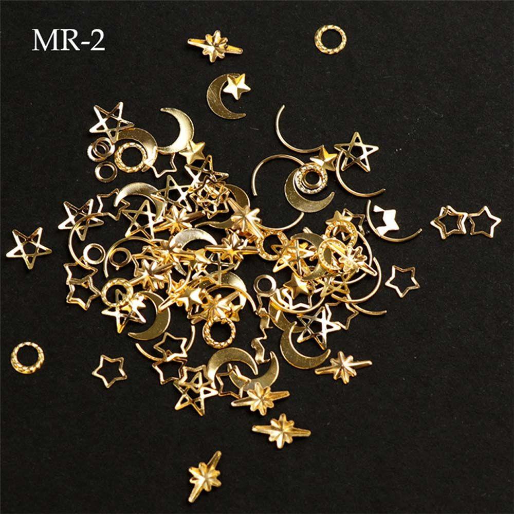 AUGUSTINA Agustina Rivet Aksesoris Kuku Emas Fashion Berongga Bingkai Logam Gaya Jepang Nail Art Stud Rivet Nail Ornaments 3D Nail Jewelry