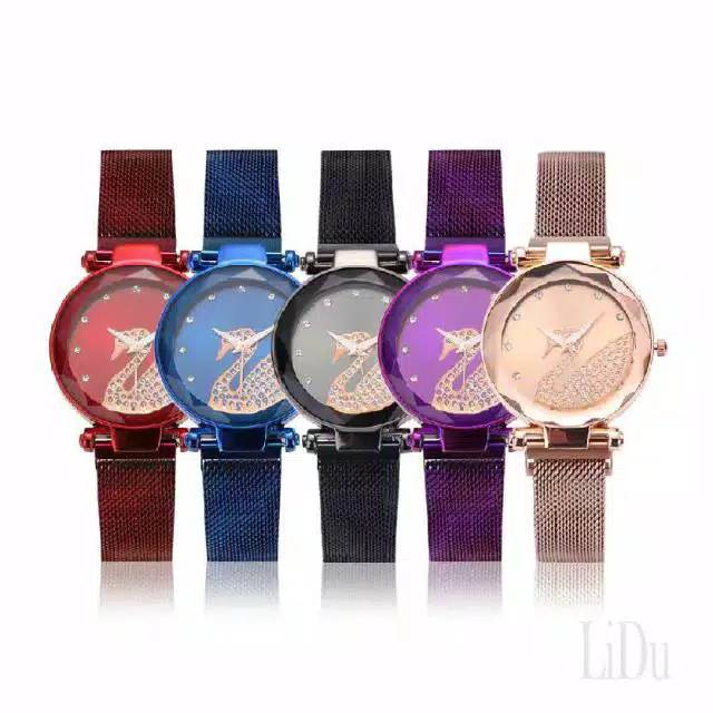 Jam Tangan Wanita Korea Strap Magnet Swarovskiy Angsa Satu Dengan 7 warna