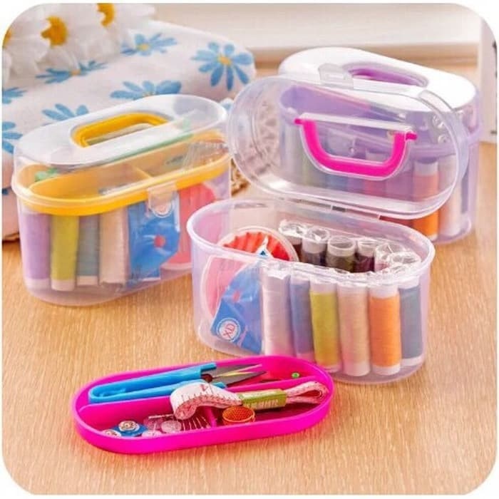 Alat Jahit Kotak Set Lengkap Sewing Set Kit Sewing Set Kit Peralatan Jahit Kotak Box Alat Menjahit Benang Jarum Peniti Meteran Gunting Baju Kain