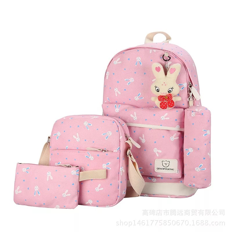Tas Wanita Ransel Anak Sekolah playboy Backpack Fashion 4 IN 1 Tanpa Gantungan