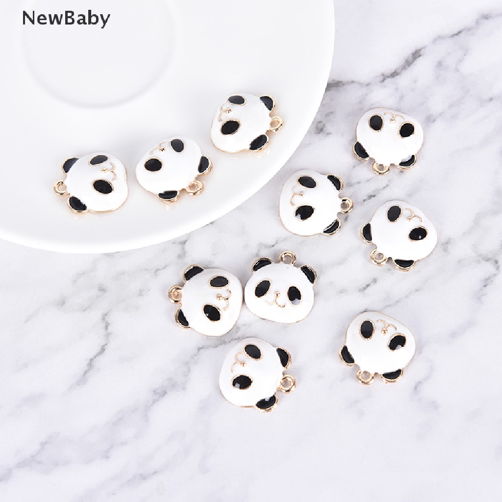 10pcs / Set Liontin Enamel Bentuk Panda Bahan Alloy Untuk DIY Perhiasan / Hadiah Charms