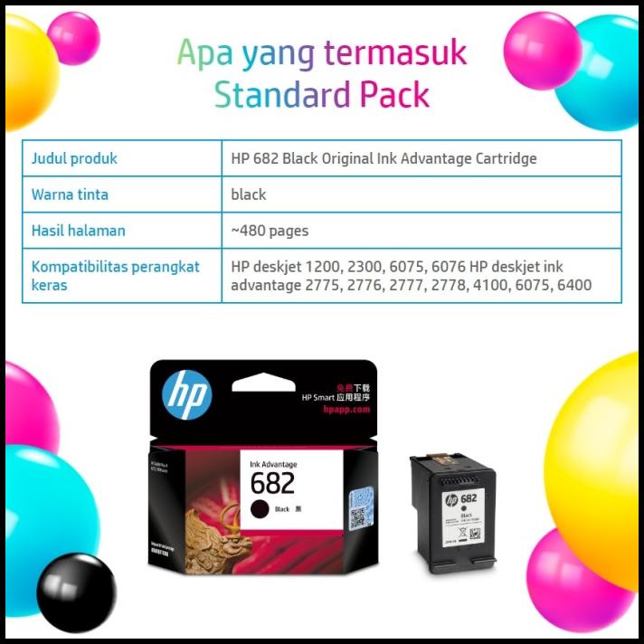 Tinta Printer Hp Original 682 Black/Deskjet 1216 2335 2336 2337 2775
