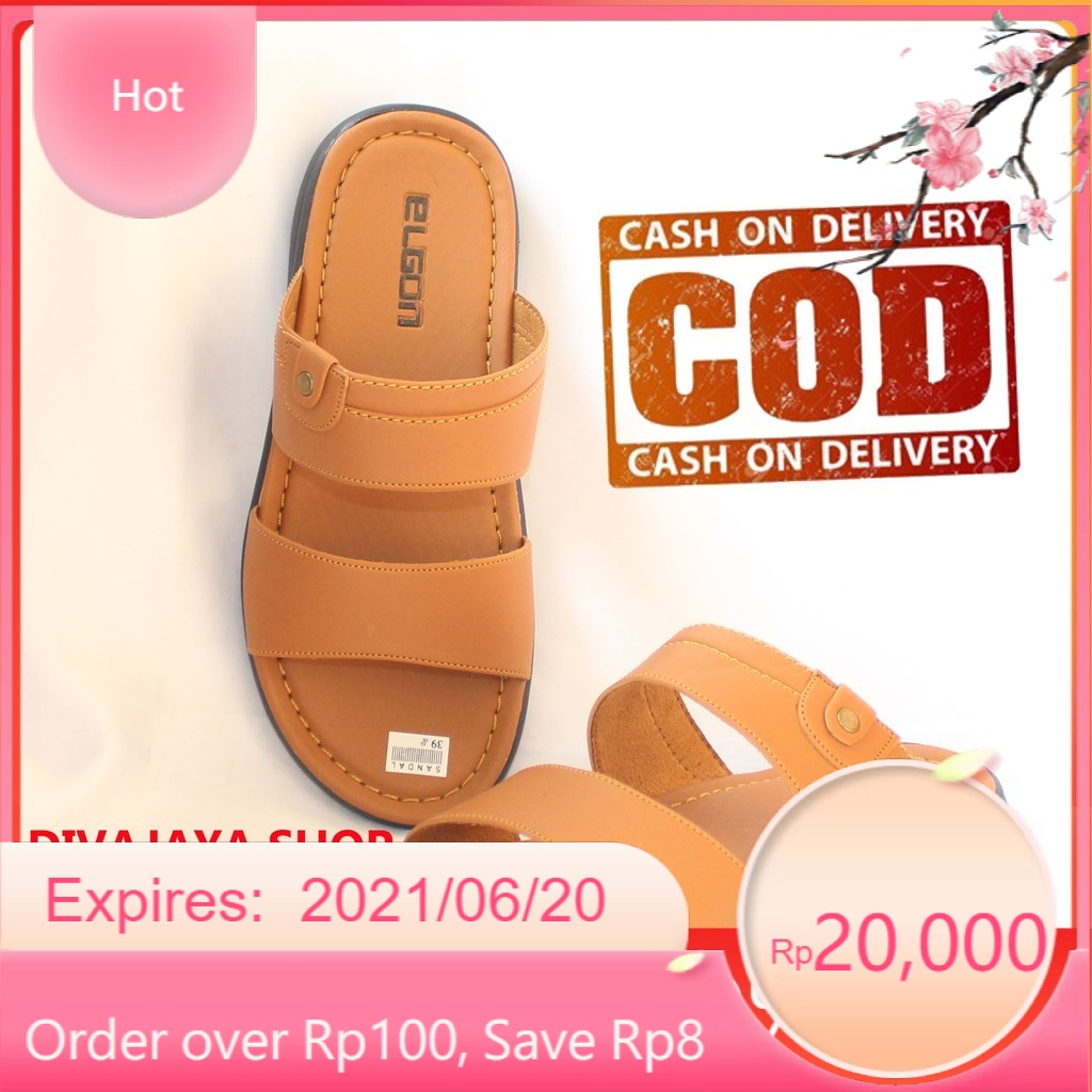 Sandal Kulit Tali Dua Semi Kulit/Sandal Selop Fashion Pria