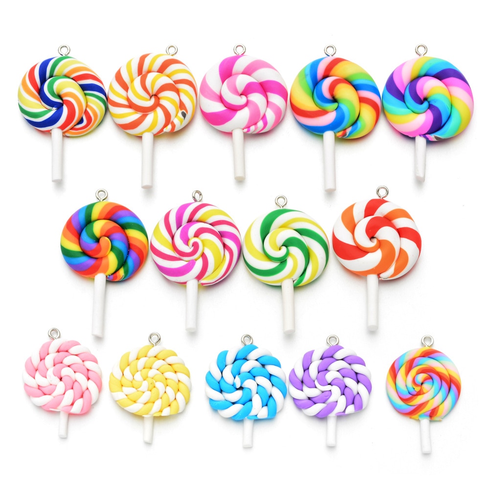 10pcs/lot Cute Lollipop Charms Pendants for handmade decoration bracelets necklace earring key chain Jewelry Making lucky charm