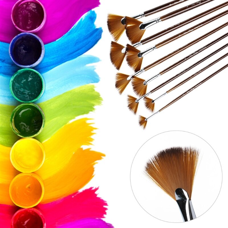 

Free Ongkir ya 9Pcs Fan Shape Brush Painting Pen Set Nylon Hair Acrylic Watercolor Art Supplies