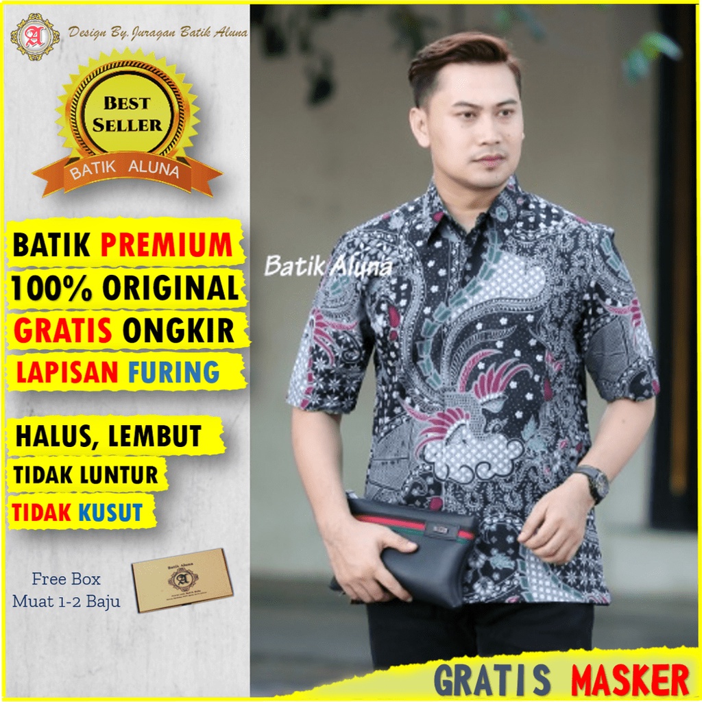 Kemeja Batik Danar Hadi Pria Lengan Pendek Premium Baju Batik Alisan Tenun original Terbaru Aluna