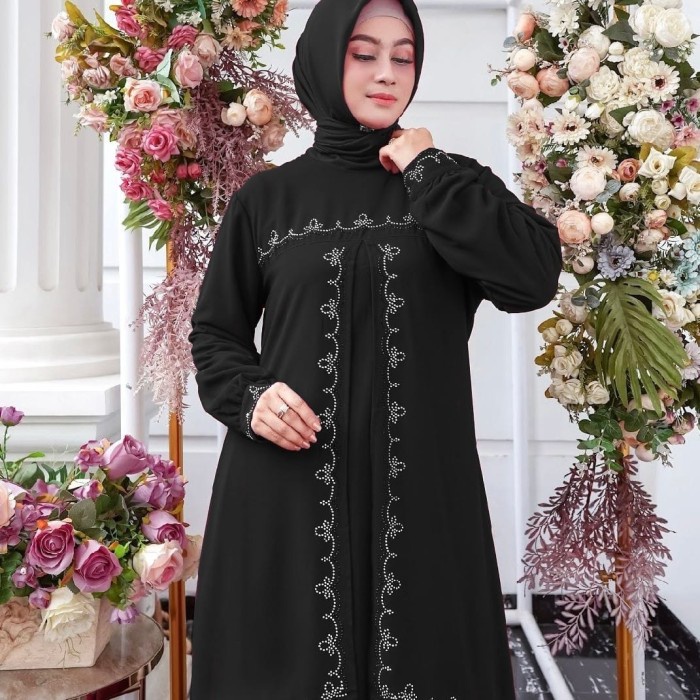 Gamis Madina Ayudra Dress Muslim Wanita Premium - Gamis Ceruty Bordir Payet Permata MutiaraTerbaru 2