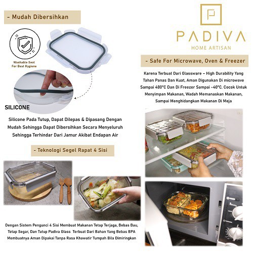 Padiva 370ml (2pcs) Glassbox,  1 compartment - GBP370S