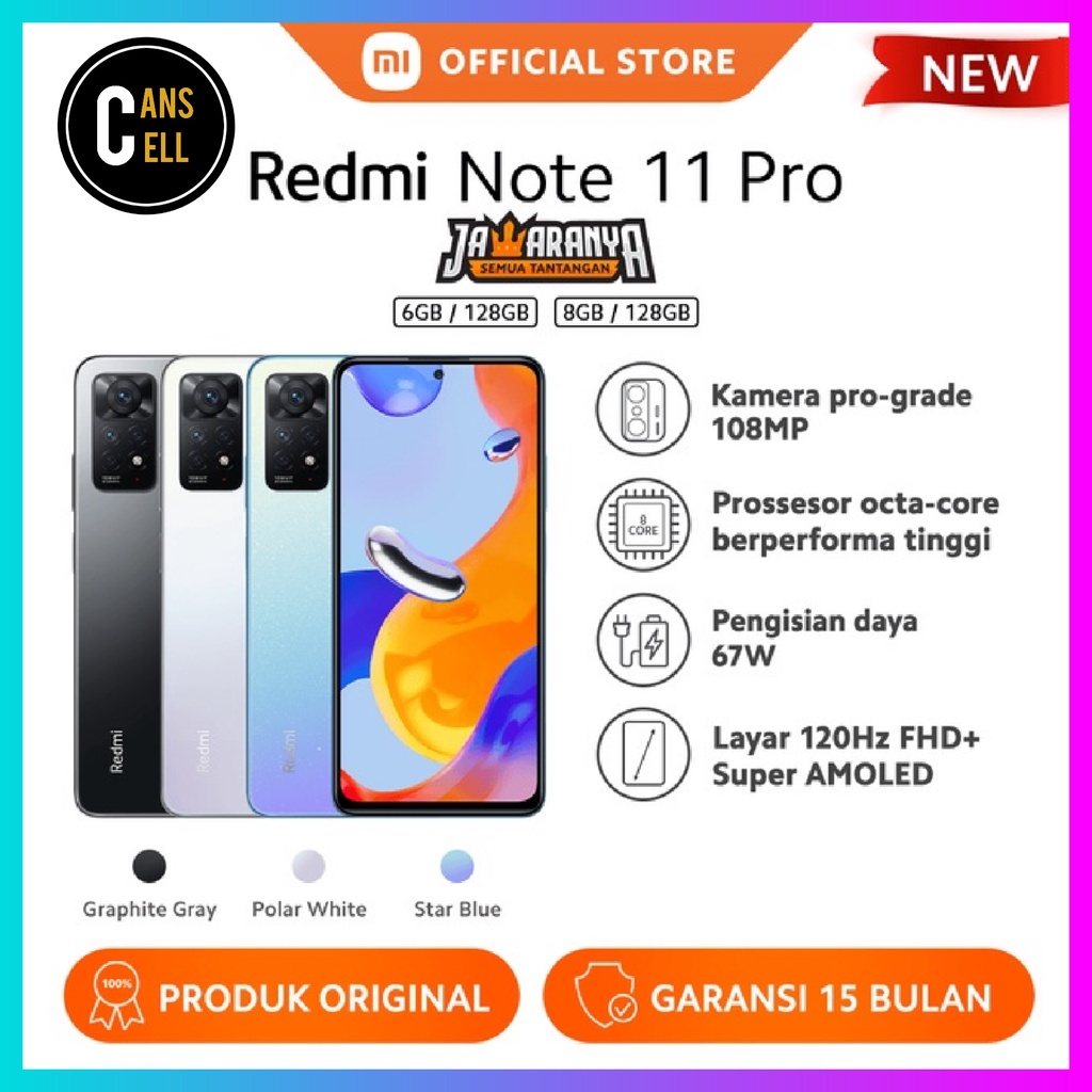 XIAOMI REDMI NOTE 11 PRO RAM 6/128 DAN 8/128 FREE HEADSET JBL. GARANSI RESMI XIAOMI
