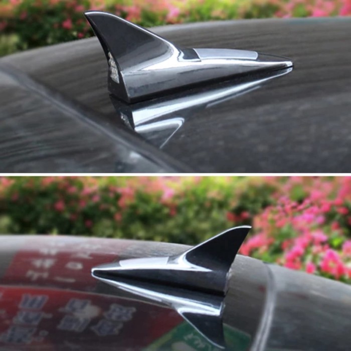 Antena Mobil Shark Fin 8 Led Flash Solar Charge Car Antenna Sirip Hiu