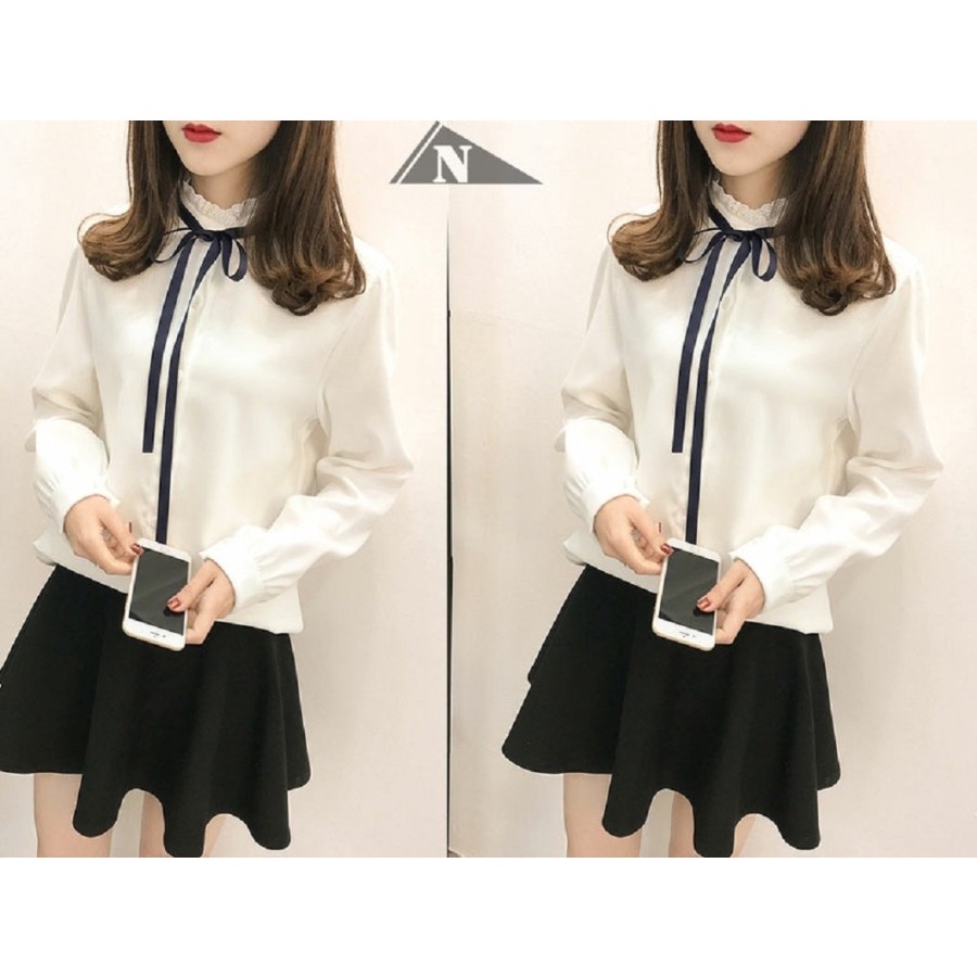 Blouse Korean Style Fashion Muslim Puffy Top Kemeja Flanel Crop Top Crinkle Baju Kantor COD Kasual L