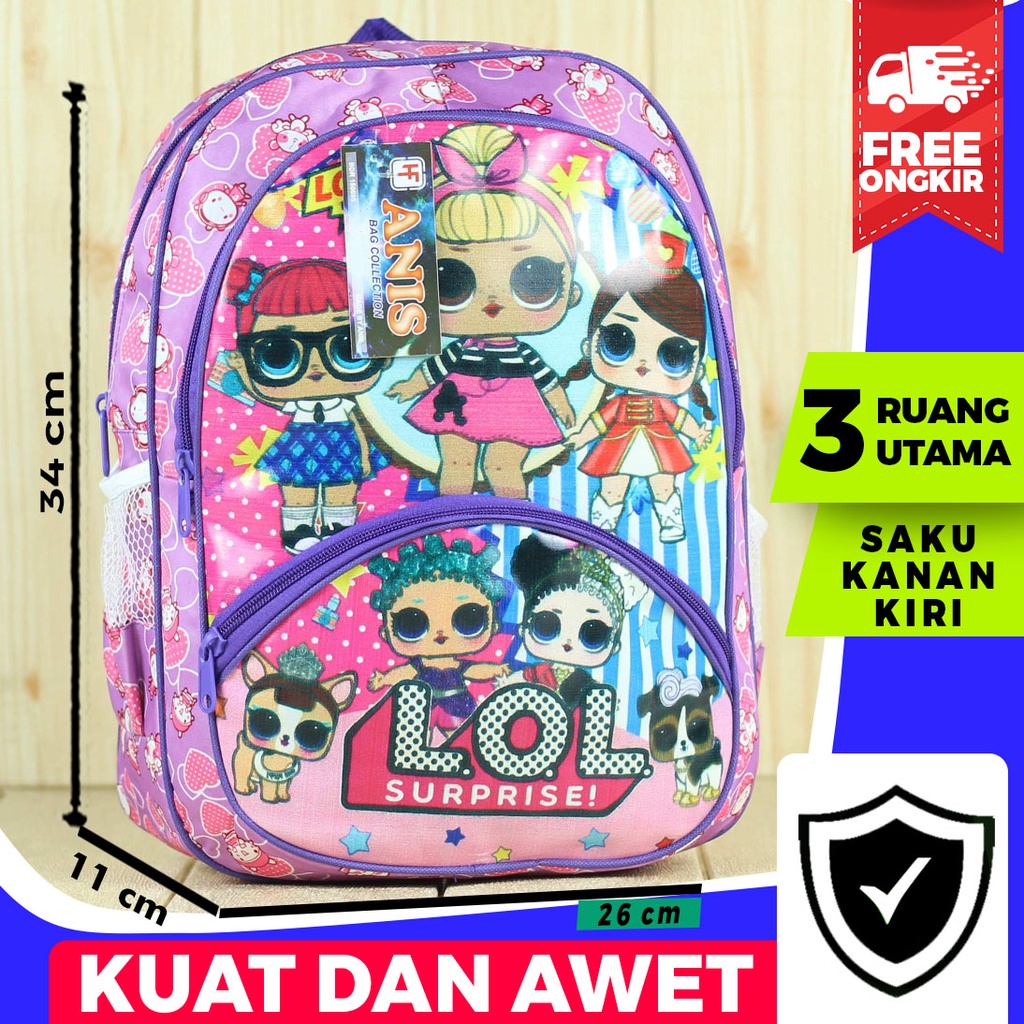 (COD) Tas Sekolah SD Perempuan Anis LOL Ungu PAUD TK Kelas BTS BT-21 Premium Murah Terbaru Tas Anak Cewek Lucu Stylish Fashionable