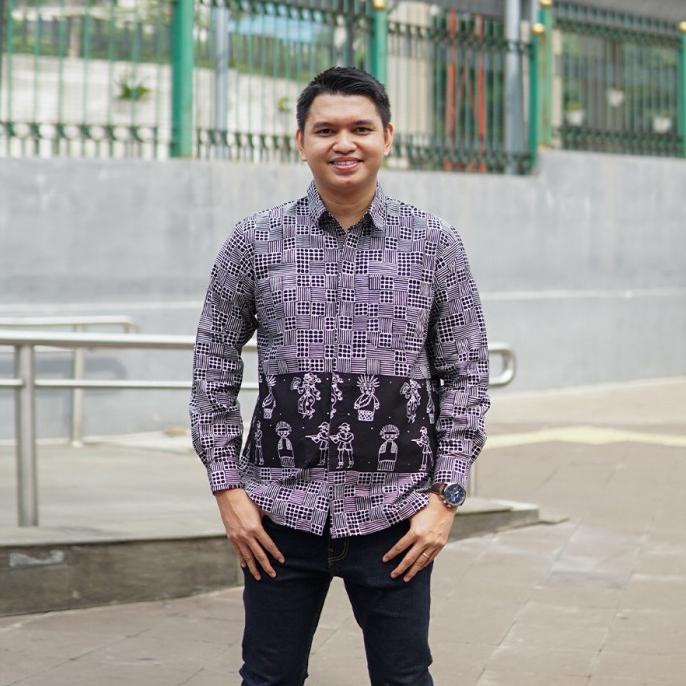 NONA RARA - Abang Betawi Black L0012, Kemeja pria batik modern