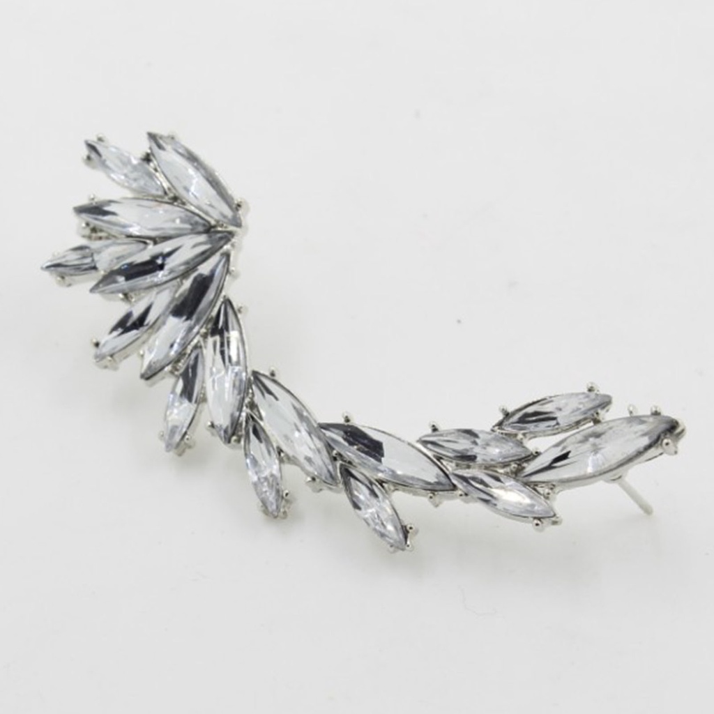 Hu Hu Hu Hu Hu Alat Bantu Pasang Kacamata♡ 1pc Anting Klip Bentuk Daun Aksen Berlian Imitasi Gaya Boho Tahan Lama Untuk Pesta