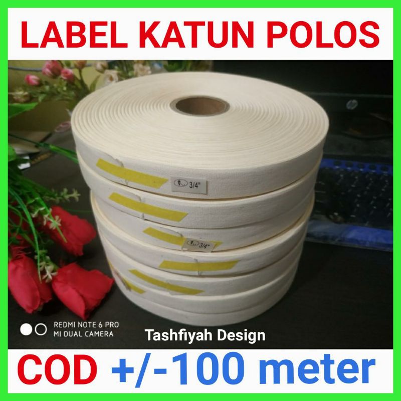 

Pita Label Katun Cream Lebar 25 mm 2,5cm