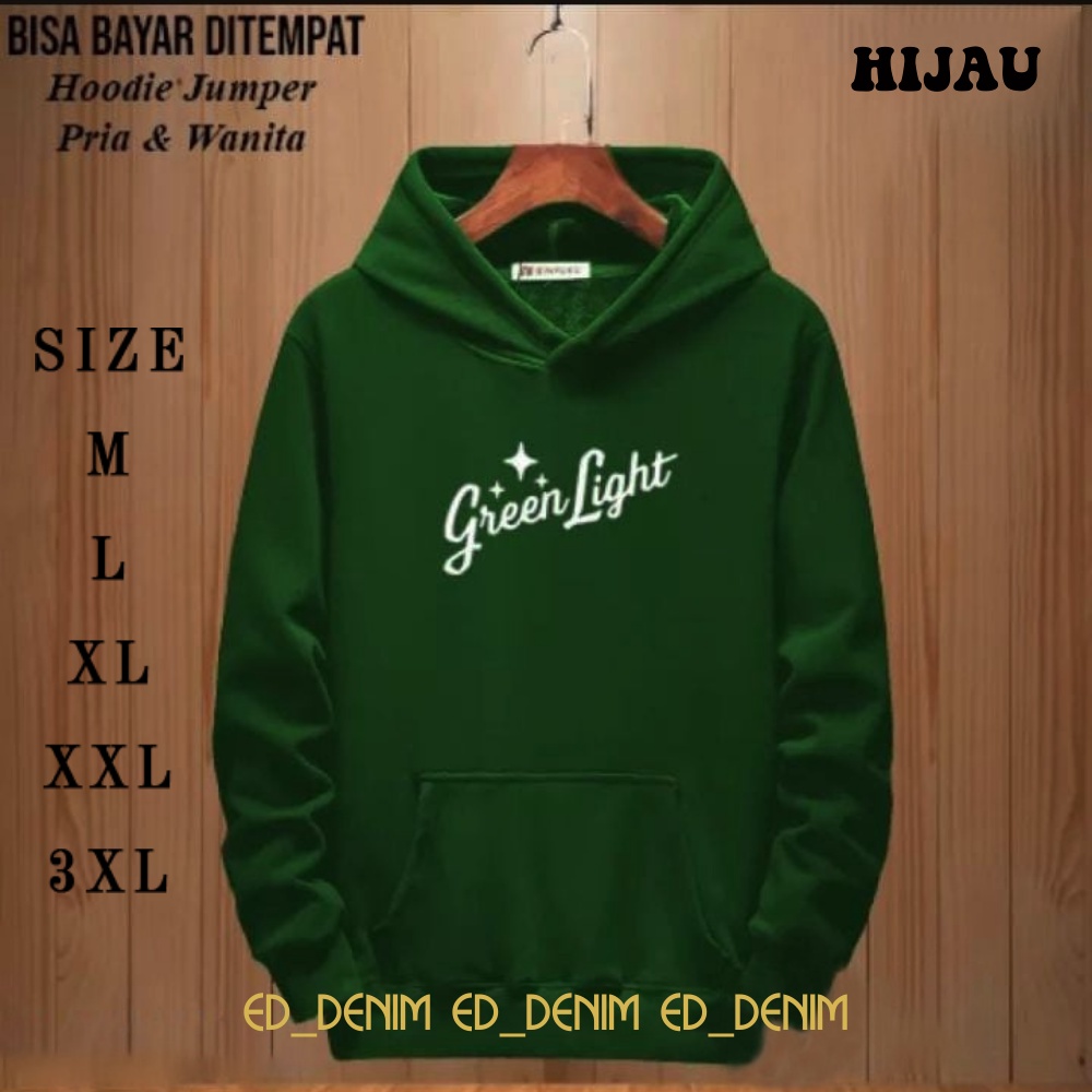 Sweter Greenlight Hodie Oversize Pria Wanita / Jaket Hoodie Jumbo M - 3XL / Sweater Pria Distro Keren