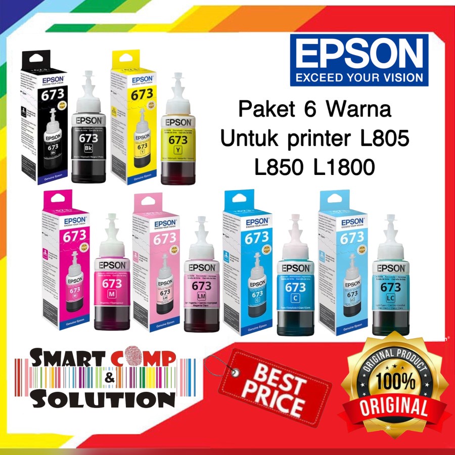 Tinta Epson 673 Original - Tinta Epson L805 L800 L850 L1800