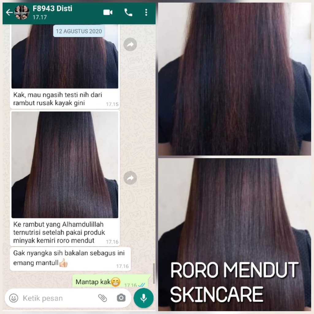 Roro Mendut Saripati Kemiri Penumbuh Penebal Rambut Bayi Dewasa Rontok Botak Jambang Brewok Kumis