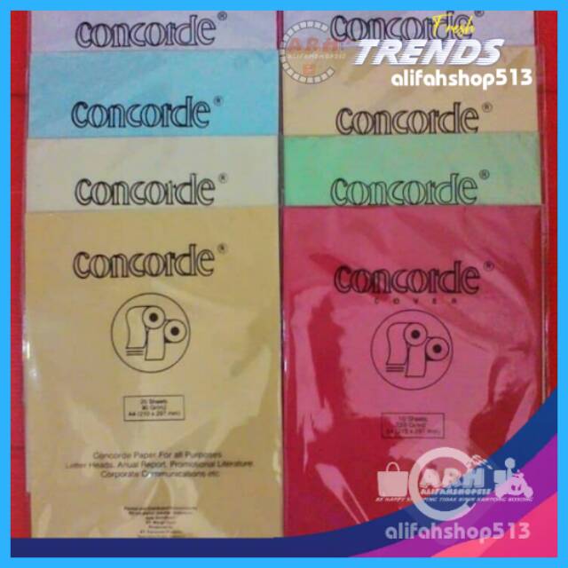 

Kertas Concorde 220gr A4 Warna 1Pak isi 10 lbr