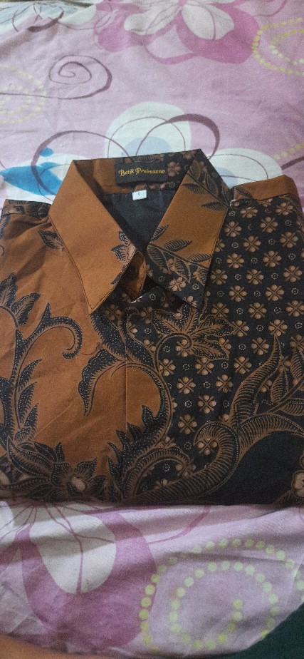 Motif Kawung Peksi Kuning Kemeja Batik Pria Panjang Furing