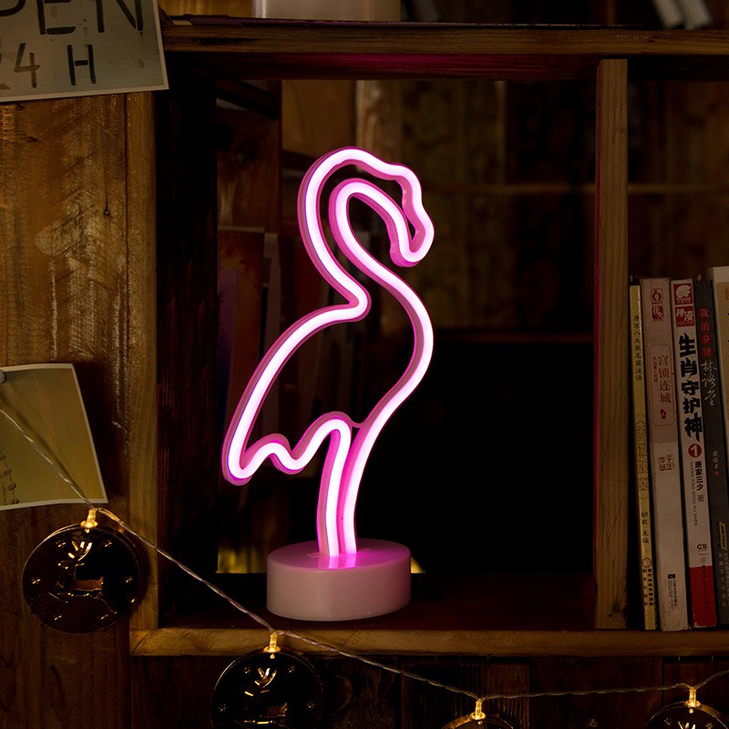 LAMPU HIAS NEON LED dekorasi tumblr light lamp- karakter lamp - neon flex - standing flamingo cactus