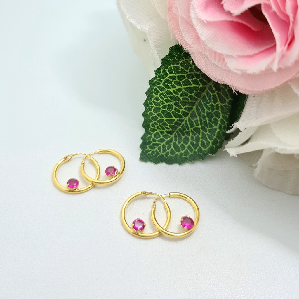 Anting Ring Emas Muda Mata Merah