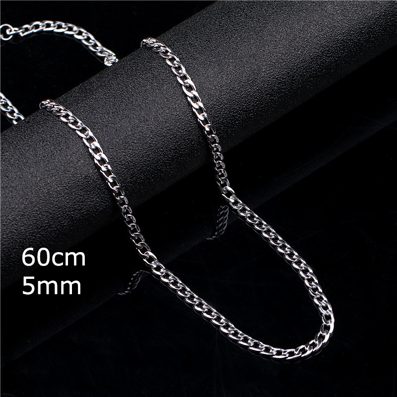 5mm Punk Stainless Steel Couple Chain For Necklace Cuban Link Chains Neck Silver Color