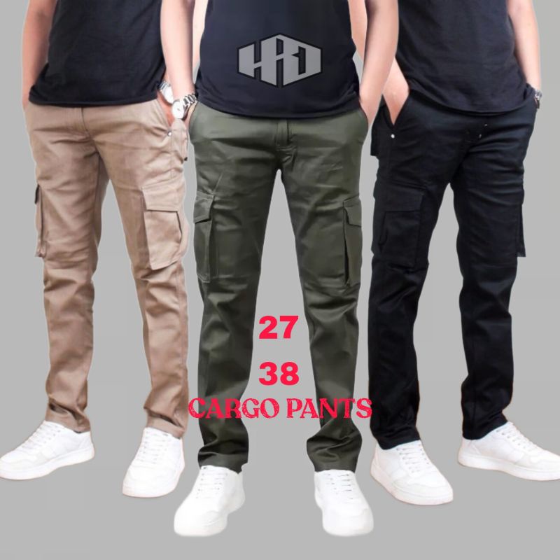 [TERLARIS] YANG LAGI HITS CELANA CARGO PANJANG POLOS PRIA COWOK DEWASA SIZE 27-38 BISA COD SAKU KIMPUL WARNA ARMY ABU HITAM CREAM MOKA MURAH BERKUALITAS DARI PEKALONGAN