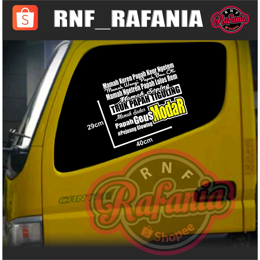 STICKER SKOTLET KACA PINTU/BODY MOBIL TRUCK/PICK UP/L300 Mamah Shopping Truck papah Tiguling