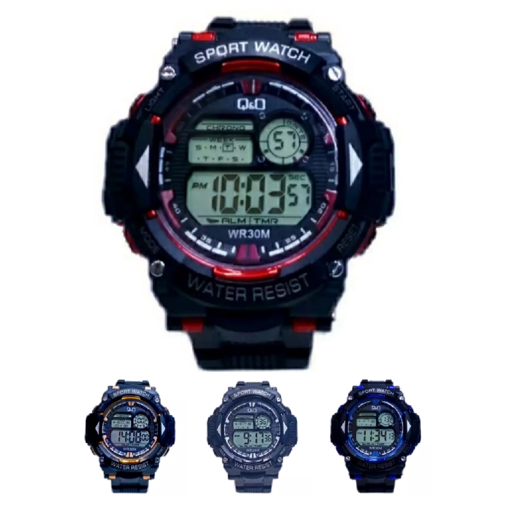 Jam Tangan Pria Kasual Sport Digital Rubber Q-17