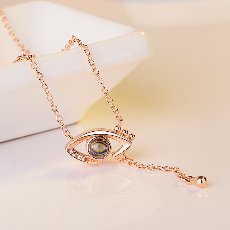 [Ready Stock]Fashion 925 Silver Plated Diamond Eye Pendant Necklace