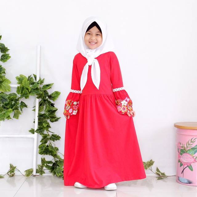 Gamis Anak Lengan Balon Blooms Id 2 10th Shopee Indonesia