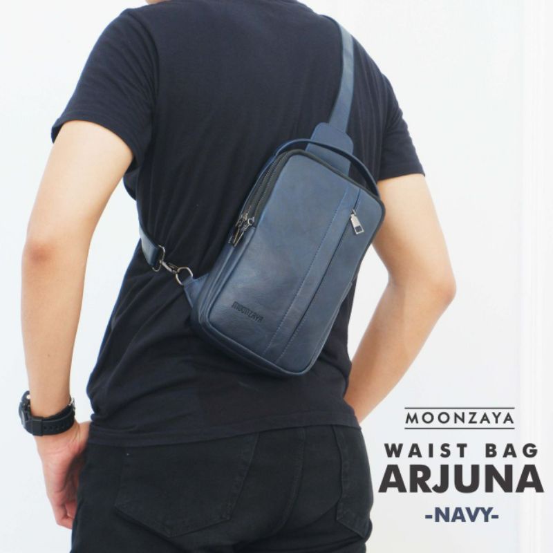 Moonzaya Arjuna Waistbag Tas Pria Semi Kulit Vintage Mewah