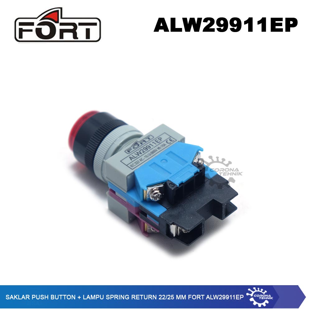 Fort - Saklar Push Button + Lampu Spring Return 22/25 mm -  ALW29911EP