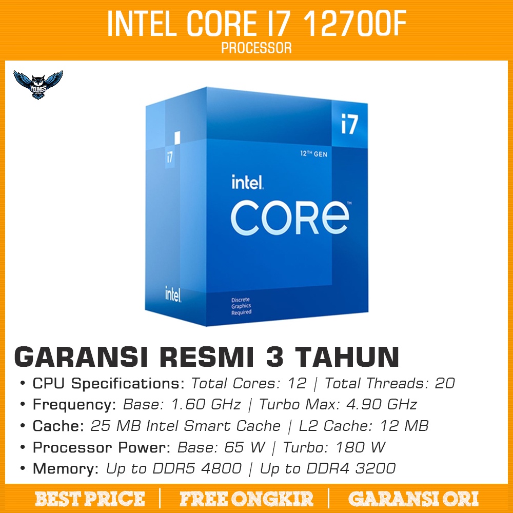Processor Intel Core i7 12700F Box | 4.9Ghz 12C 20T | GEN 12th LGA1700