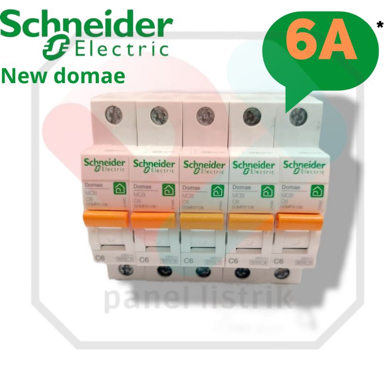 Schneider MCB Domae 1 Phase 6 Amp sekring listrik 1p 6ampere Mini Circuit Breaker Listrik Standar SN