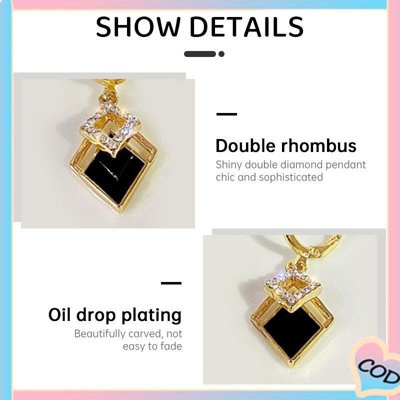 COD❤️Rhombus bentuk minyak Drop anting-anting modis anting-anting High-end-A.one