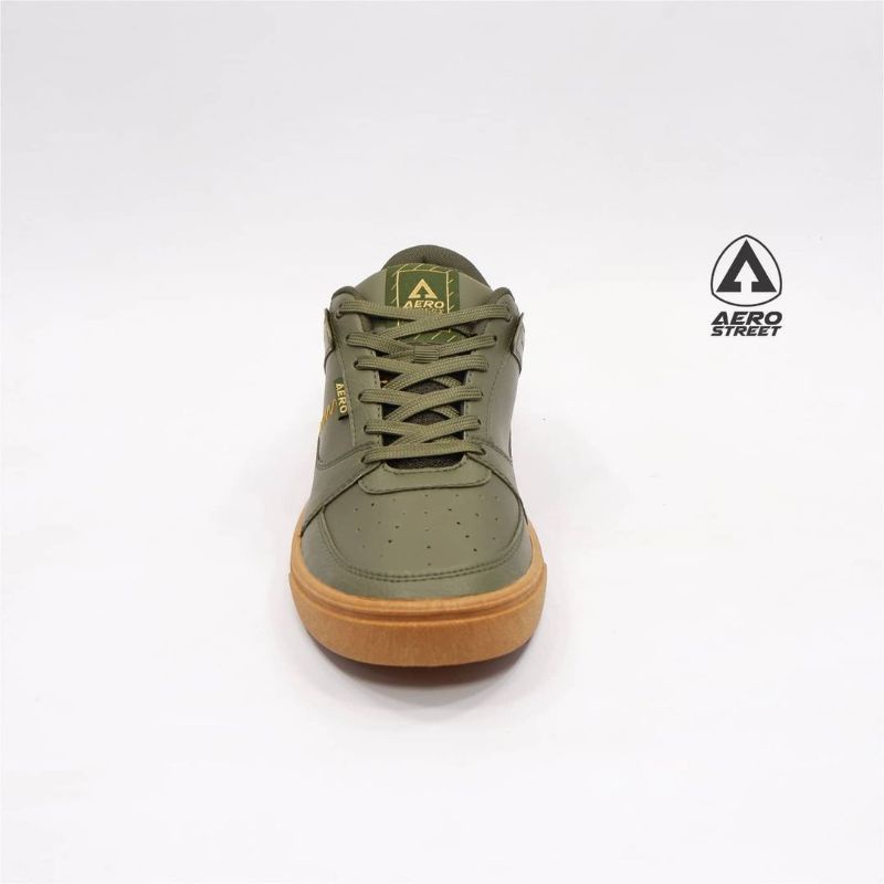 Aerostreet 37-43 Hoops low Gum sepatu hijau olive sneakers casual pria wanita sekolah medan